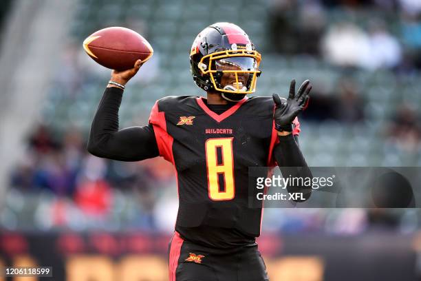Josh Johnson of the LA Wildcats passes the ball during the XFL game against the Tampa Bay Vipers at Dignity Health Sports Park on March 8, 2020 in...