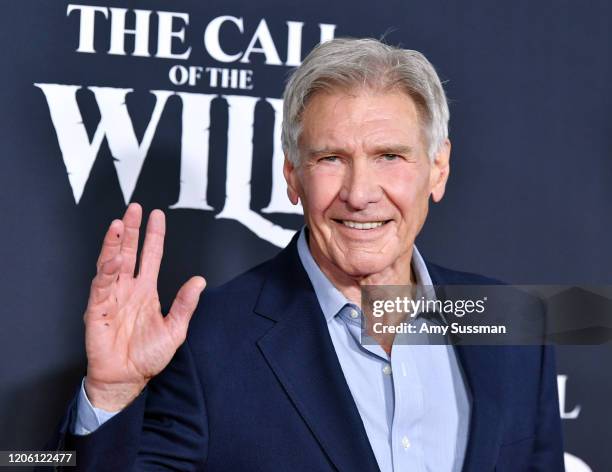 Harrison Ford attends the Premiere of 20th Century Studios' "The Call of the Wild" at El Capitan Theatre on February 13, 2020 in Los Angeles,...