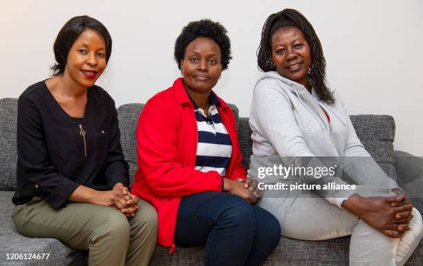 March 2020, Bavaria, Munich: Grace , Sandra and Racheal, lesbian women from Uganda, recorded during an interview at LeTRa, the counselling centre for...