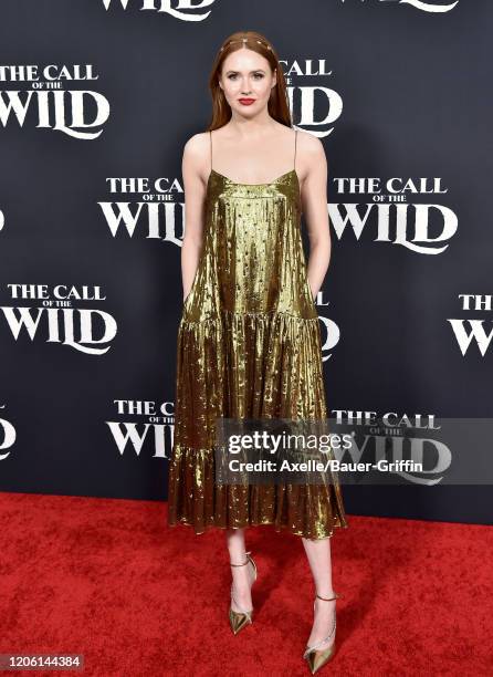 Karen Gillan attends the Premiere of 20th Century Studios' "The Call of the Wild" at El Capitan Theatre on February 13, 2020 in Los Angeles,...