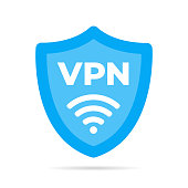 Wireless shield VPN wifi icon sign flat design vector illustration. Wifi internet signal symbols in the security shield isolated on yellow background.