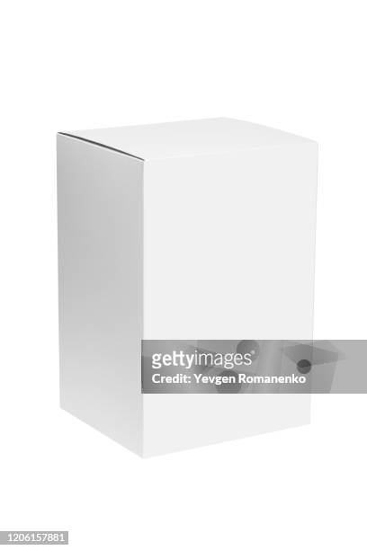 white cardboard box isolated on white background - white box packaging stock pictures, royalty-free photos & images