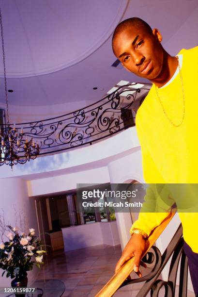 Kobe Bryant basketball player poses for a portrait at home in Bel Air , California in 1996.