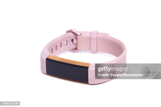 smart activity tracker watch isolated on white background - armband stock-fotos und bilder