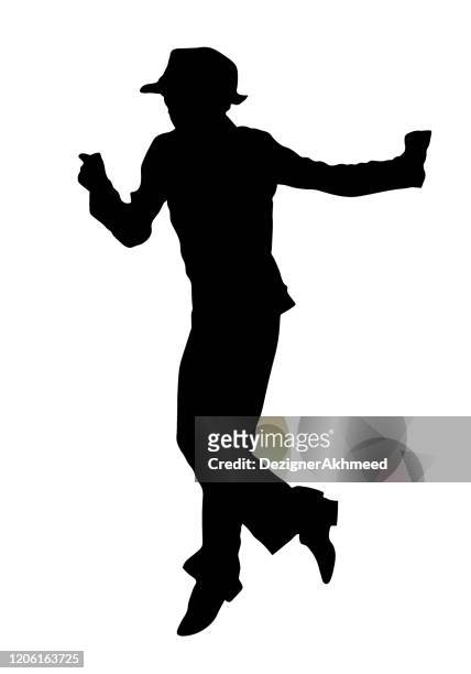 teenage junge in tanz bewegung vektor silhouette - swing dancing stock-grafiken, -clipart, -cartoons und -symbole