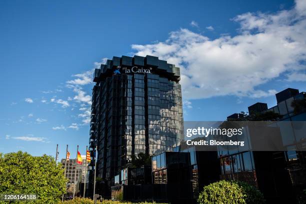 The headquarters of CaixaBank SA stands in Barcelona, Spain, on Thursday, March 5, 2020. Spanish bank shares soared after the European Unions top...