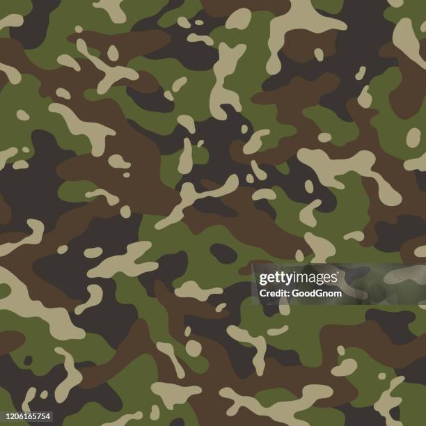 stockillustraties, clipart, cartoons en iconen met camouflage bos naadloos patroon - camouflagekleding