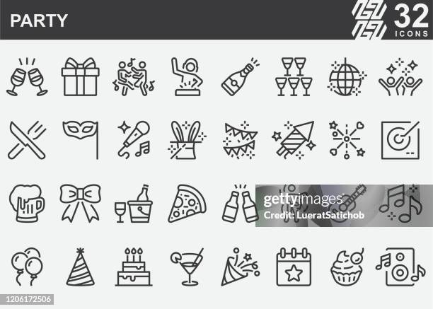 party line icons - party popper stock illustrations