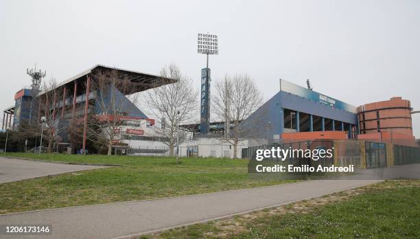 General view outside the empty stadium, fans cannot attend the match due to the medical emergency Covid-19 prior to the Serie A match between US...