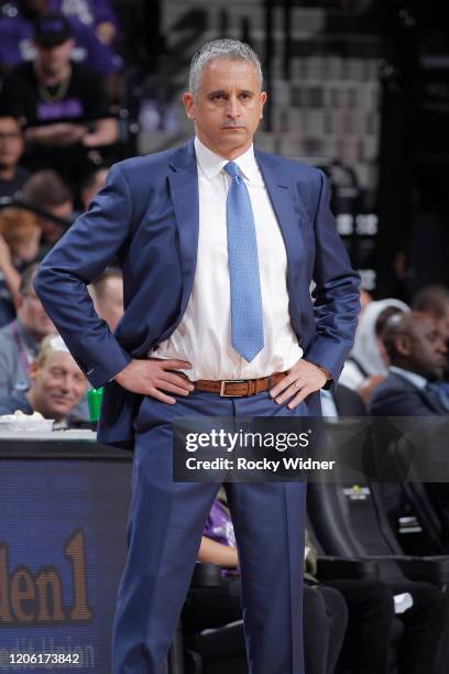 Assistant Coach Igor Kokoskov of the Sacramento Kings looks on during the game against the Washington Wizards on March 3, 2020 at Golden 1 Center in...