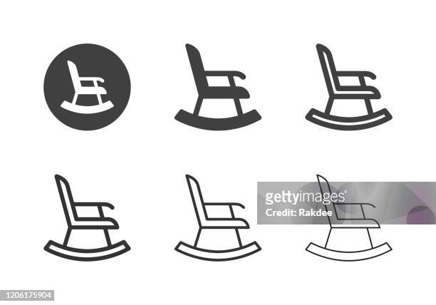 schaukelstuhl-ikonen - multi-serie - schaukelstuhl stock-grafiken, -clipart, -cartoons und -symbole