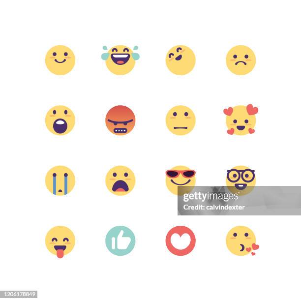 emoticons essential pack for social media and online messaging - heart problems stock illustrations