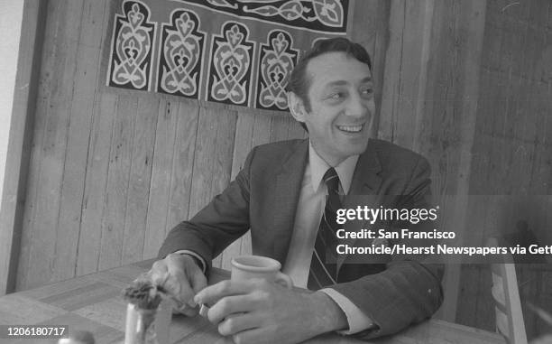 American politician and Gay rights activist Harvey Milk during his campaign for San Francisco Supervisor in the Castro District, 28th October 1975.