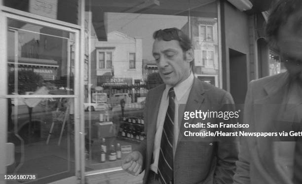 American politician and Gay rights activist Harvey Milk during his campaign for San Francisco Supervisor in the Castro District, 28th October 1975.
