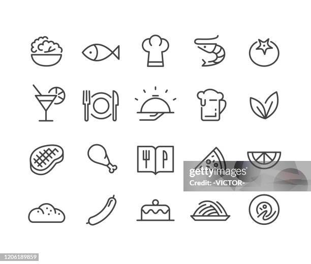 restaurant und food icons - classic line serie - kellnerberuf stock-grafiken, -clipart, -cartoons und -symbole