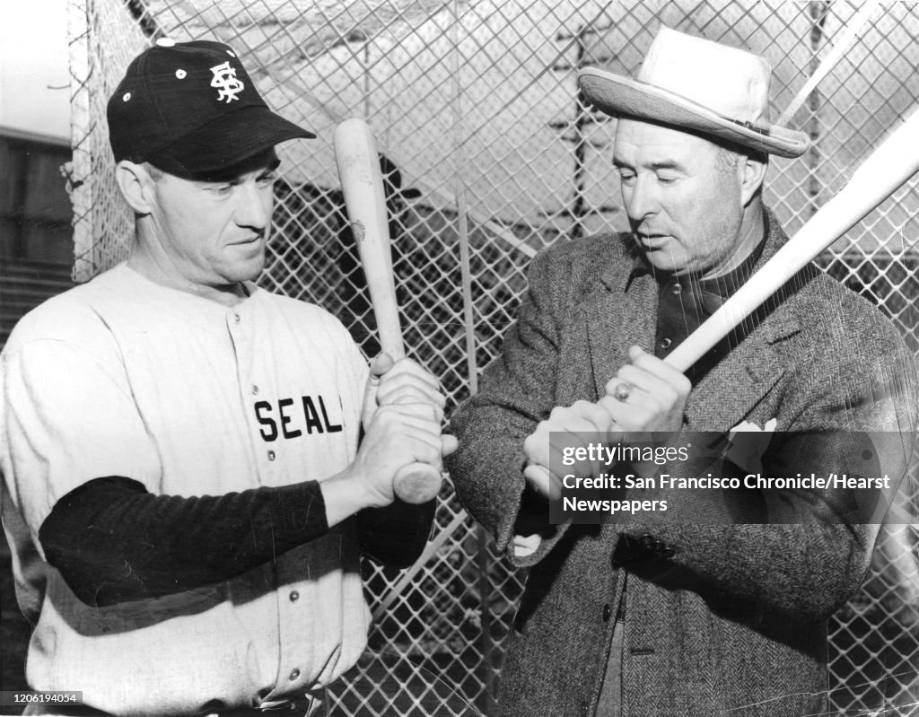 Arky Vaughan of the San Francisco Seals & Lefty O'Doul ;Photo ran 03/04/1949