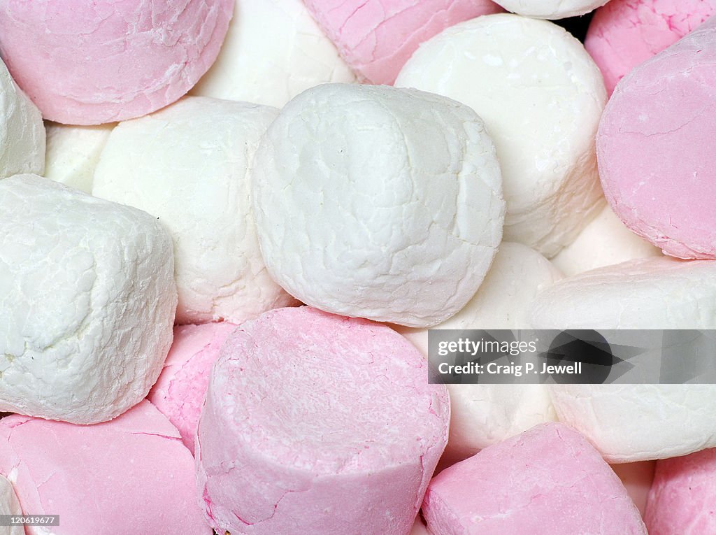 Pink and white marshmallows