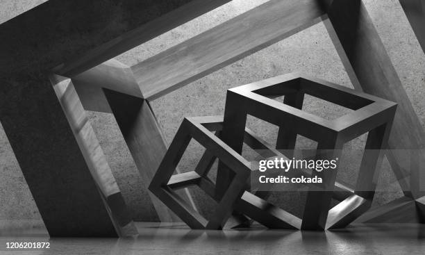 cubos de arquitectura abstracta - escultura fotografías e imágenes de stock