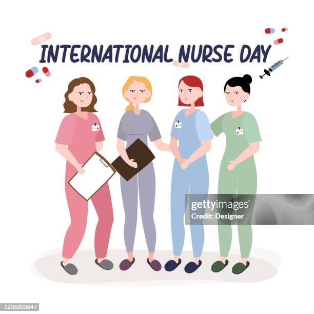 vector illustration of international nurse day concept. flat modern design for web page, banner, presentation etc. - nurses week stock illustrations