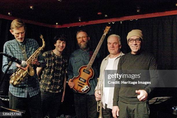 Steve Buckely, Chris Batchelor, Gene, Zone-B, Verdict Jazz Club, Brighton, East Sussex, 13 Dec 2019. Artist Brian O'Connor.