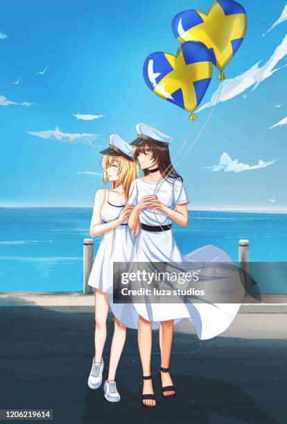 best friends graduating from school in sweden - graduation sweden stock illustrations