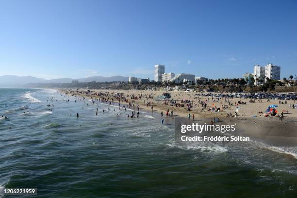 Santa Monica Beach area in Los Angeles on July 10, 2016 in Los Angeles, California, United States.