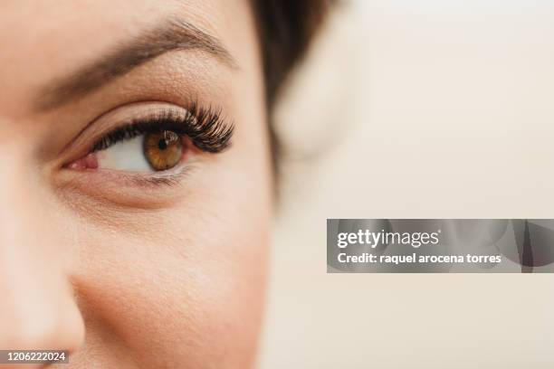 white young woman with eyelash extensions - eyelash stock pictures, royalty-free photos & images