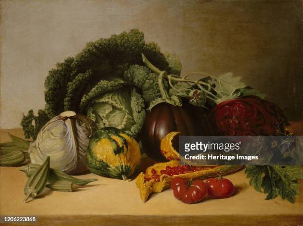 Balsam Apple and Vegetables, circa 1820s. Artist James Peale.