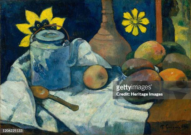 Still Life with Teapot and Fruit, 1896. Artist Paul Gauguin.