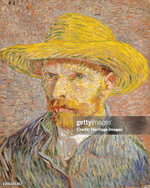 Self-Portrait with a Straw Hat , 1887. Artist Vincent van Gogh.