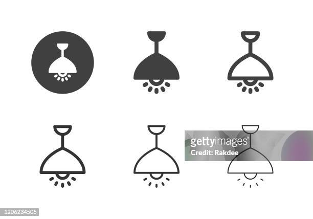 decken-pendel-lampe icons - multi-serie - elektrische lampe stock-grafiken, -clipart, -cartoons und -symbole