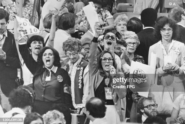 Supporters of the Equal Rights Amendment attend the 1980 Democratic National Convention, Madison Square Garden, New York City, US, 11th-14th August...