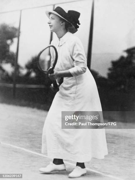 Helen Taft Manning , daughter of US President William Howard Taft and his wife Helen Herron, playing tennis at Cincinnati Country Club on Grandin...