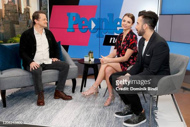 David Moscow, Andrea Boehlke and Jeremy Parsons visit People Now on February 14, 2020 in New York, United States.