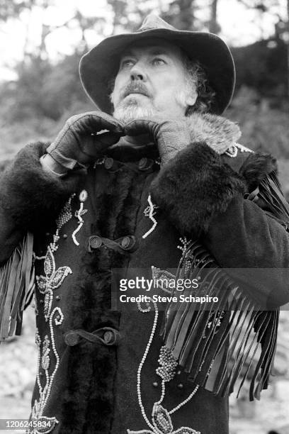 View of American film director Robert Altman on set during the filming of his movie 'McCabe & Mrs Miller,' Vancouver, British Columbia, Canada, 1970.