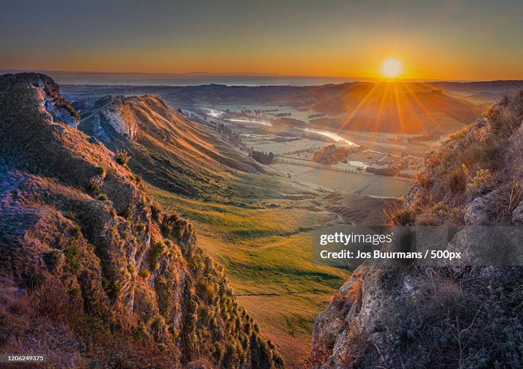 Scenic landscape at sunrise, Hastings, New Zealand