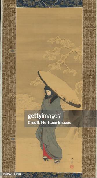 Woman Walking in the Snow, 1840s-early 1850s. Artist Ando Hiroshige.