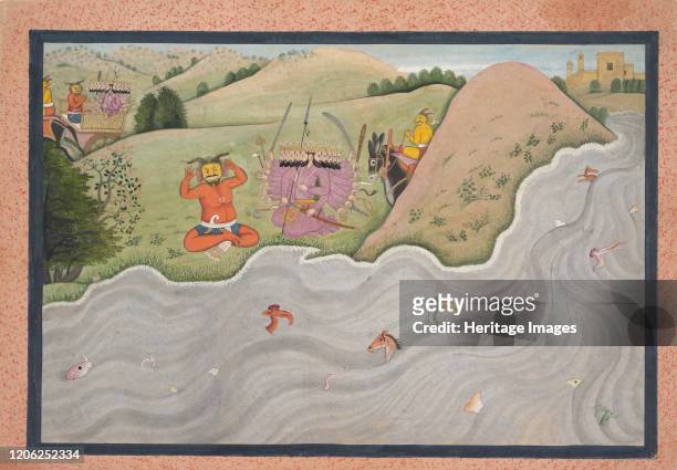 The Demon Marichi Tries to Dissuade Ravana; Illustrated folio from a dispersed Ramayana series, circa 1780. Ravana plans to abduct Sita. Artist...