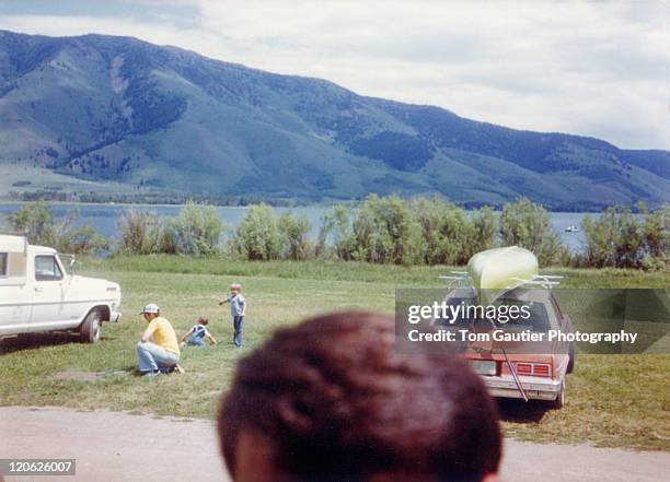 excitement while camping at henrys lake - archival camping stock pictures, royalty-free photos & images