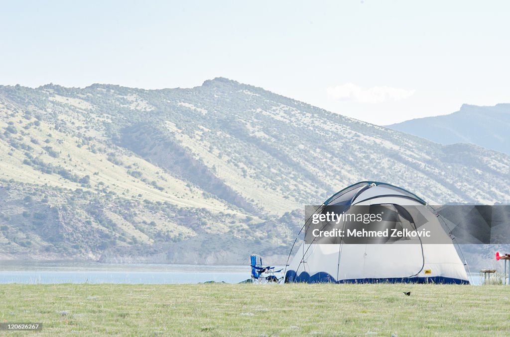 Camping by lake
