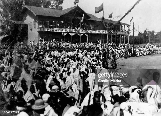 Ceremony for the coronation of tafari maconnen, addis abeba, ethiopia 1930.