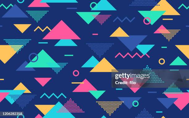 nahtlose retro abstrakte muster - vaporwave stock-grafiken, -clipart, -cartoons und -symbole