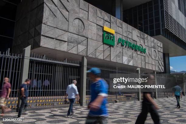 View of Brazil's state-controlled oil company Petrobras headquarters in Rio de Janeiro, Brazil, on March 9, 2020. - Petrobras' shares droped more...