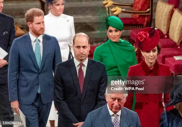Prince Harry, Duke of Sussex, Meghan, Duchess of Sussex, Prince William, Duke of Cambridge, Catherine, Duchess of Cambridge and Prince Charles,...