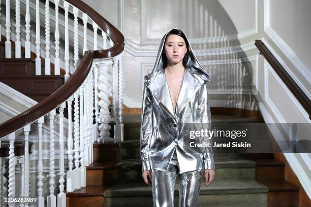 Model walks the runway at ROSSI TUXEDO, New York Fashion Week, Fall 2020 Collection at Consulate of Argentina on February 11, 2020 in New York City.