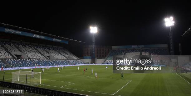 General view of play in the empty stadium after rules to limit the spread of Covid-19 were put in place for the Serie A match between US Sassuolo and...