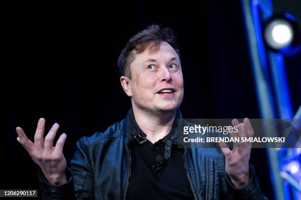 Elon Musk, founder of SpaceX, speaks during the Satellite 2020 at the Washington Convention CenterMarch 9 in Washington, DC.