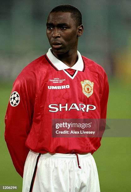 Portrait of Andy Cole of Manchester United lining up for the UEFA Champions League Group B match against Fiorentina at the Artemio Franchi Stadium in...