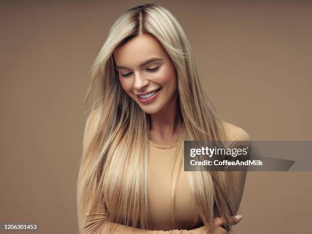 beautiful young girl - woman with straight hair stock pictures, royalty-free photos & images