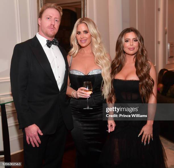 Kroy Bieramann, Kim Zolciak and Brielle Zolciak attend Gucci Mane Black Tie Gala at St. Regis Atlanta on February 13, 2020 in Atlanta, Georgia.